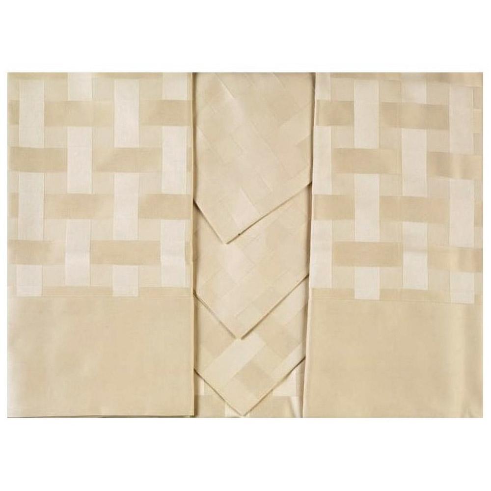Tovaglioli In Cotone Beige Con Bordo Bianco 45x45 Cm Set 4 - Perfetti Per Ringraziamento E Matrimoni