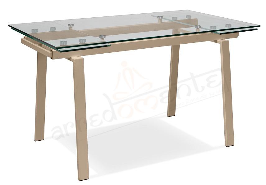 Tavolo Allungabile Tommy Con Piano In Vetro