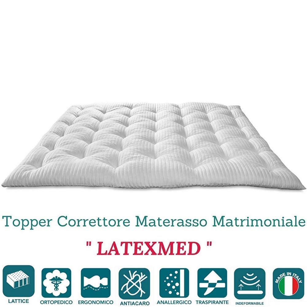 Correttore Materasso in Lattice Alto 7 cm Topper Letto Coprimaterasso Antiacaro