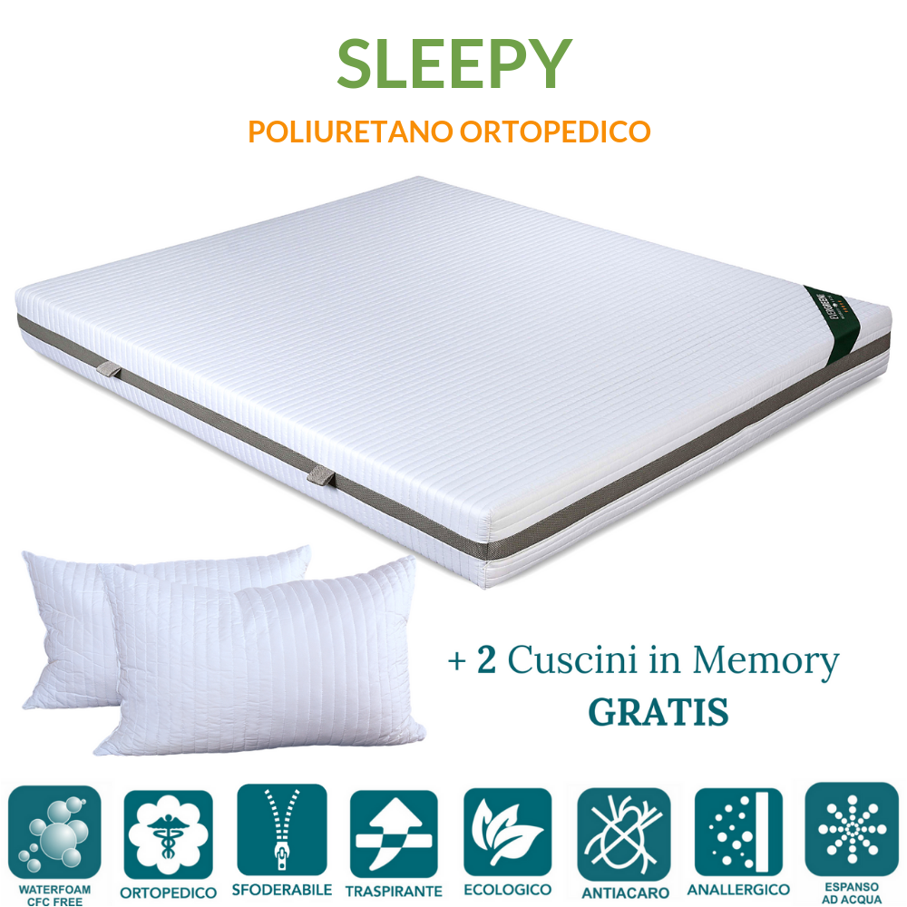 PROMO Materasso Waterfoam Ortopedico 20 cm + Cuscini in Memory Foam GRATIS --