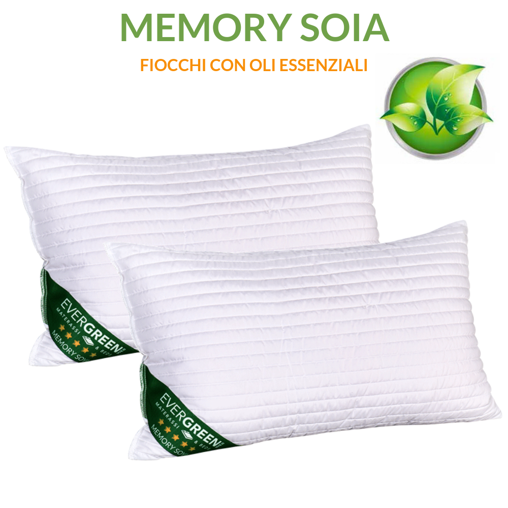 Coppia Cuscini Memory Foam 40x70 Cm Con Fodera Bamboo - Altezza 15 Cm, Anallergici, Per Cervicale - Foto 5