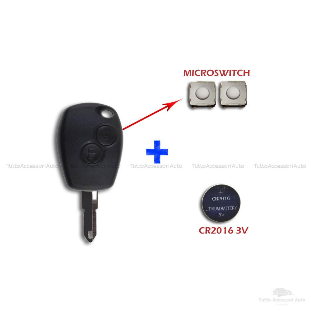 Guscio + Lama Batteria + Pulsanti Per Telecomando Chiave 2 Tasti