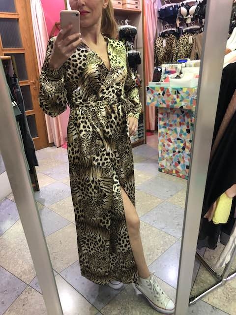 abito lungo leopardato