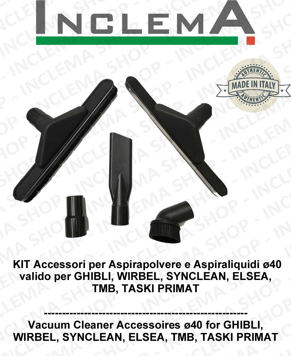KIT Accessori Pour Aspirateur ø40 Valido Pour GHIBLI, WIRBEL, SYNCLEAN, TMB | Inclema