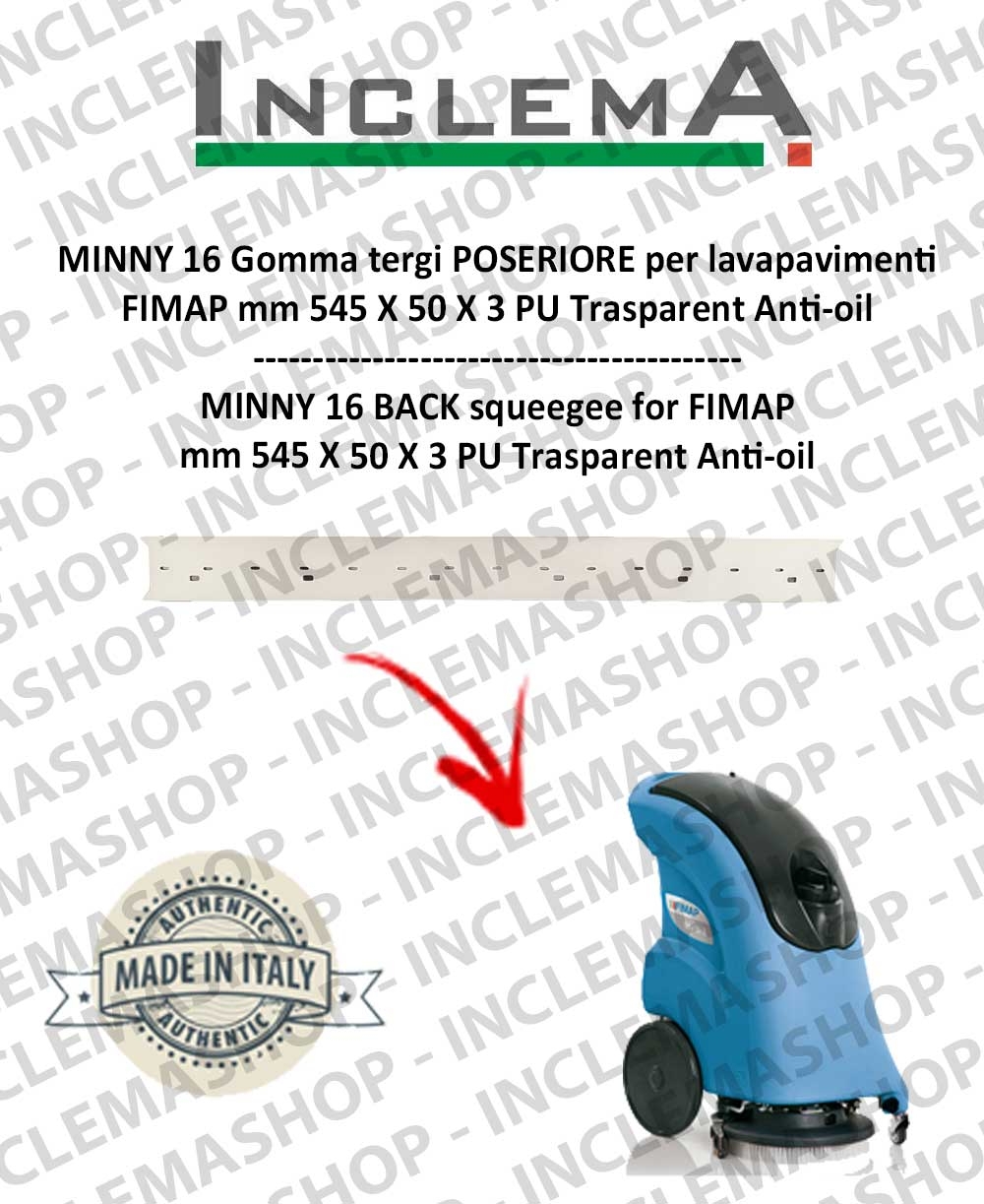 Gomma Tergipavimento Posteriore Per Lavapavimenti FIMAP GENIE B - Para Rossa 33 SH - Dimensioni 545x50x3 Mm - Foto 11