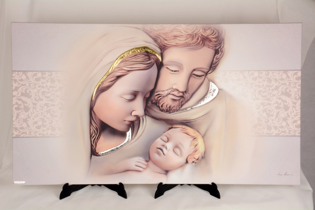 Quadro in legno con la Sacra Famiglia dallo stile moderno e di design cm.  13x18 (5,12''x 7,09'') - Ovunque Proteggimi