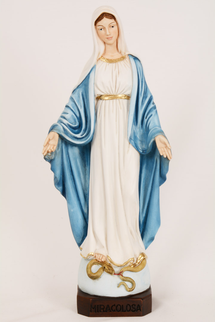 Statua Della Vergine Maria In Resina Colorata - Altezza 50 Cm, Per Culto O Decorazione