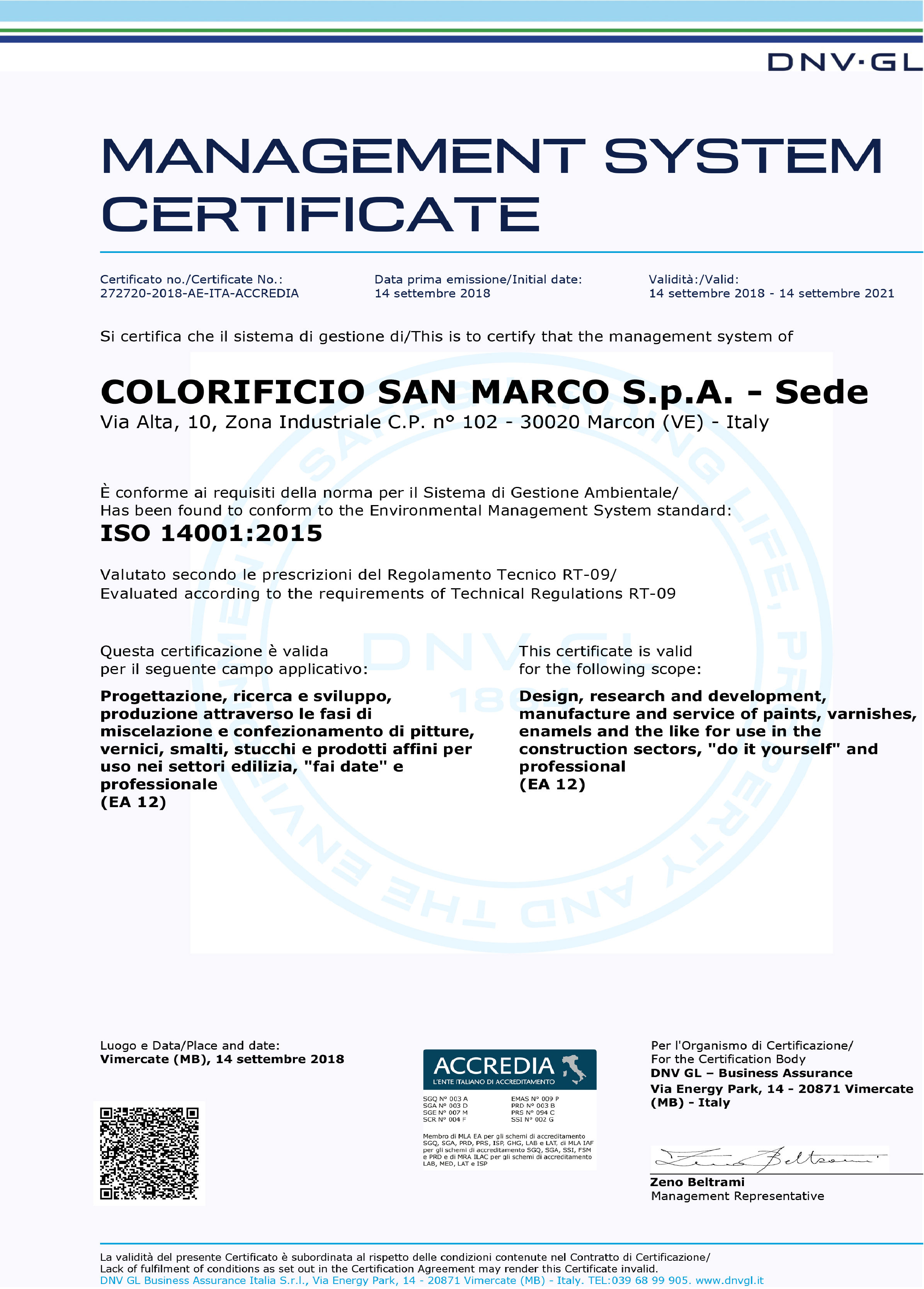 certification environnementale san marco group