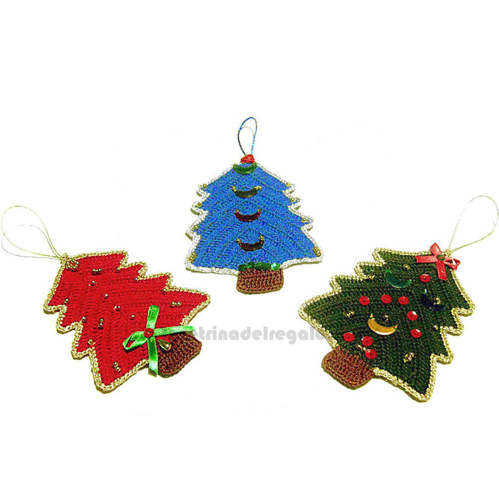 Decorazioni Natalizie Handmade.Set 3 Alberelli Natalizi Ad Uncinetto Handmade La Vetrina Del Regalo