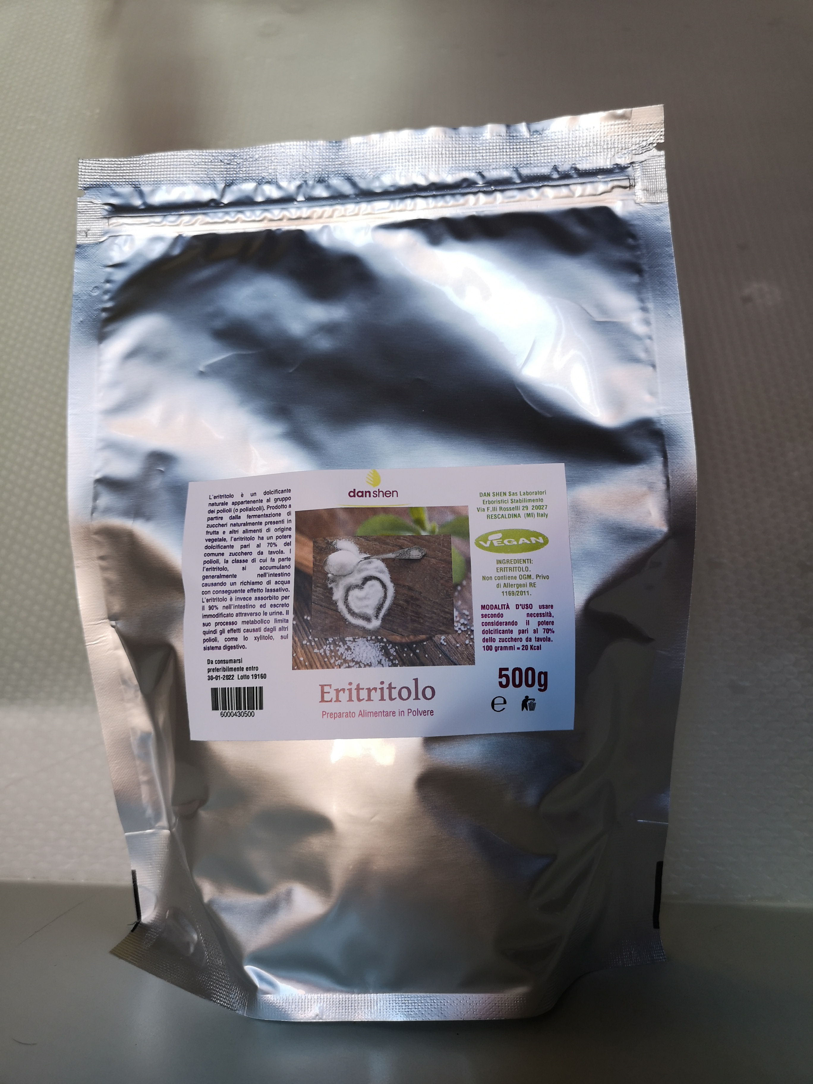 ERITRITOLO CONFEZIONE DA 500 G IN POLVERE VEGAN DanShen Making Nature Company