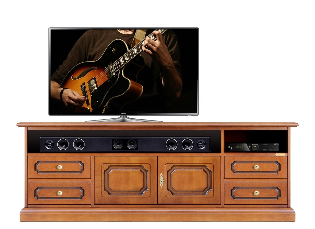 Wooden tv soundbar compartment Ferrettohome by Arteferretto