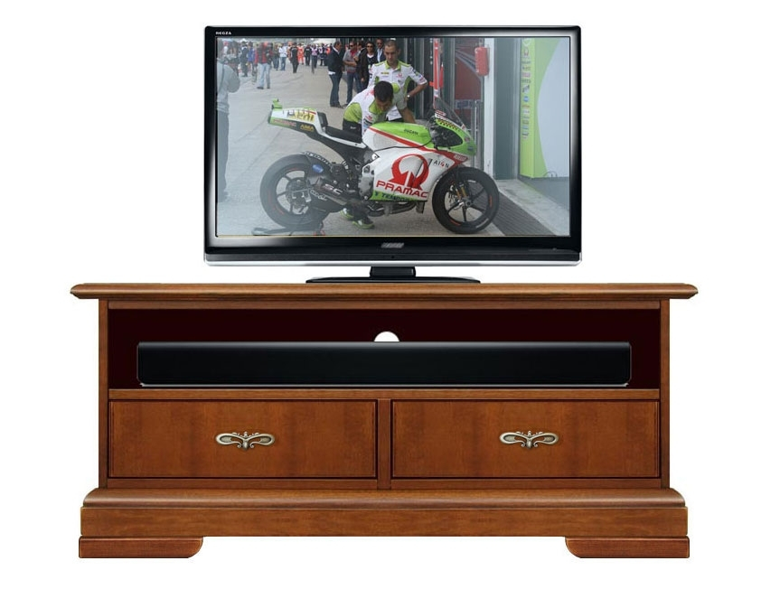 Small tv unit with soundbar shelf Ferrettohome by Arteferretto