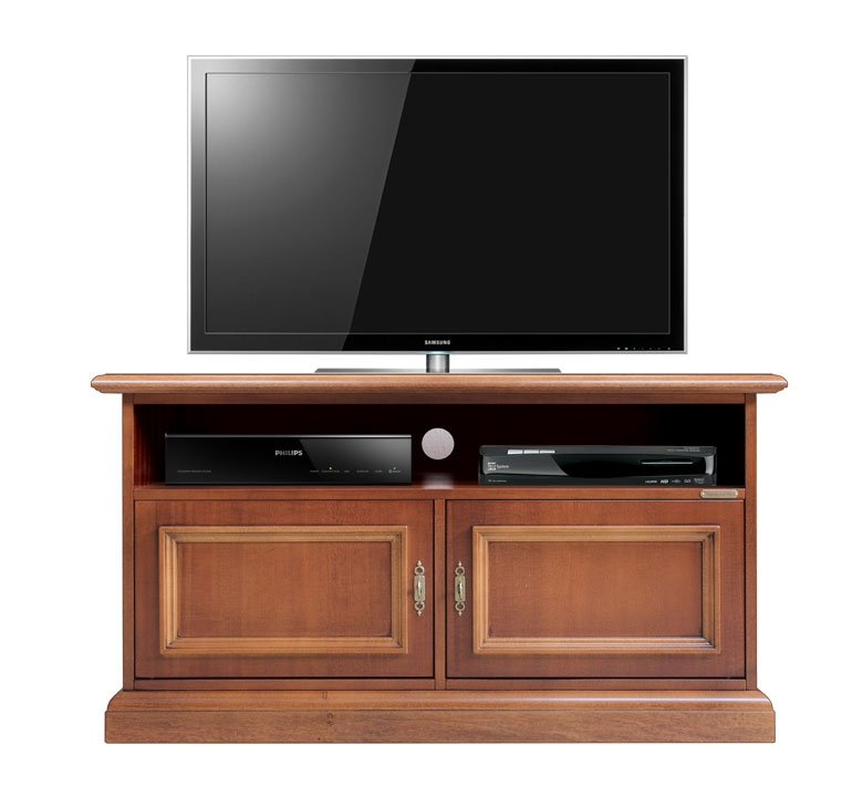 Low wooden tv stand 2 door soundbar shelf Ferrettohome by Veronastyle