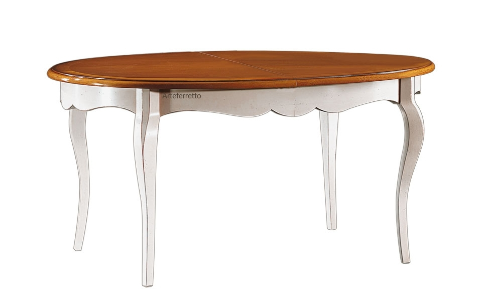 Tisch oval ausziehbar zweifarbig