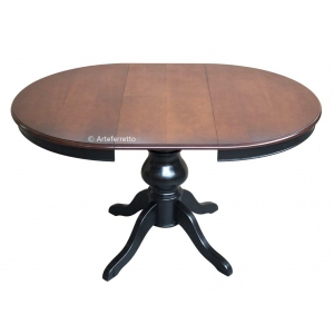 Table ronde à manger noir et merisier