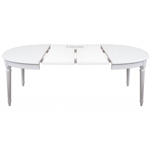 Table ovale extensible, table de cuisine en bois, table blanche