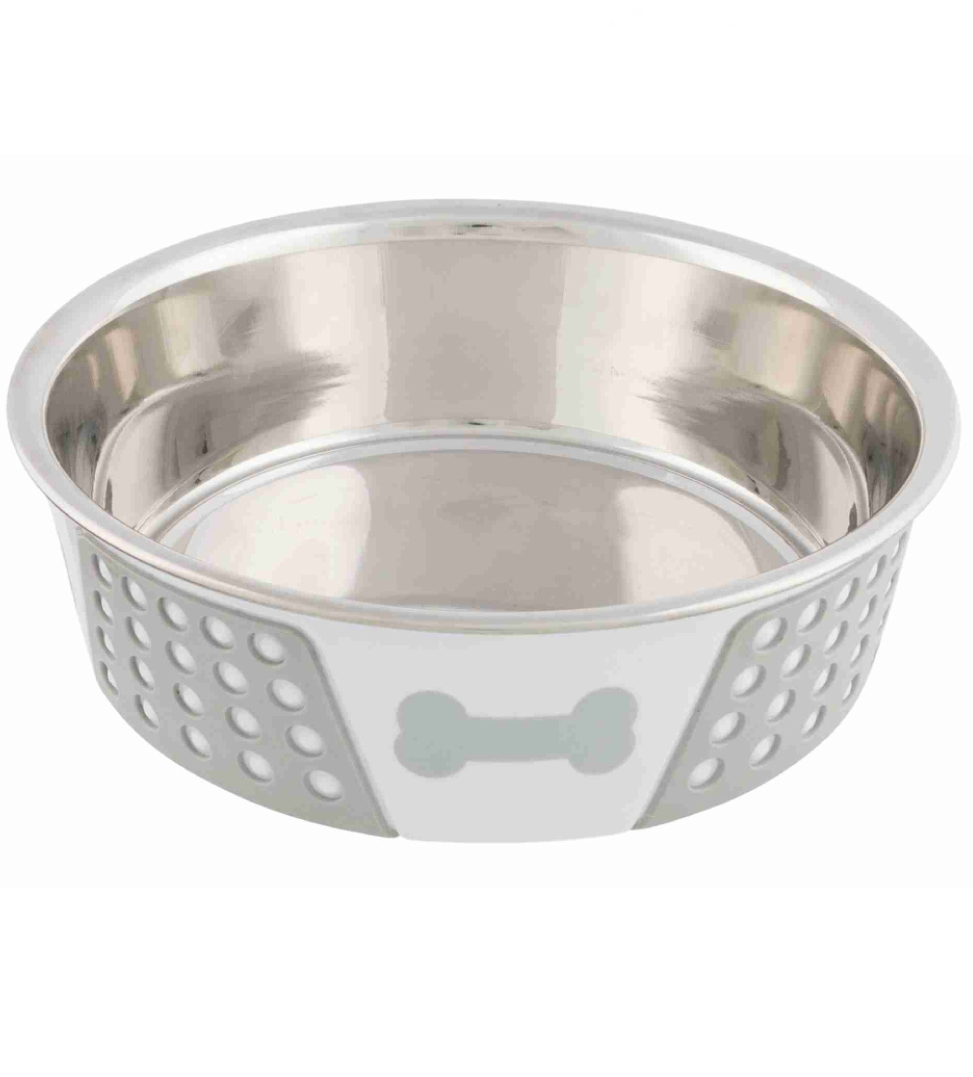 Trixie - Ciotola Acciaio Inox - Rivestimento Plastica e Silicone - 0.75 L