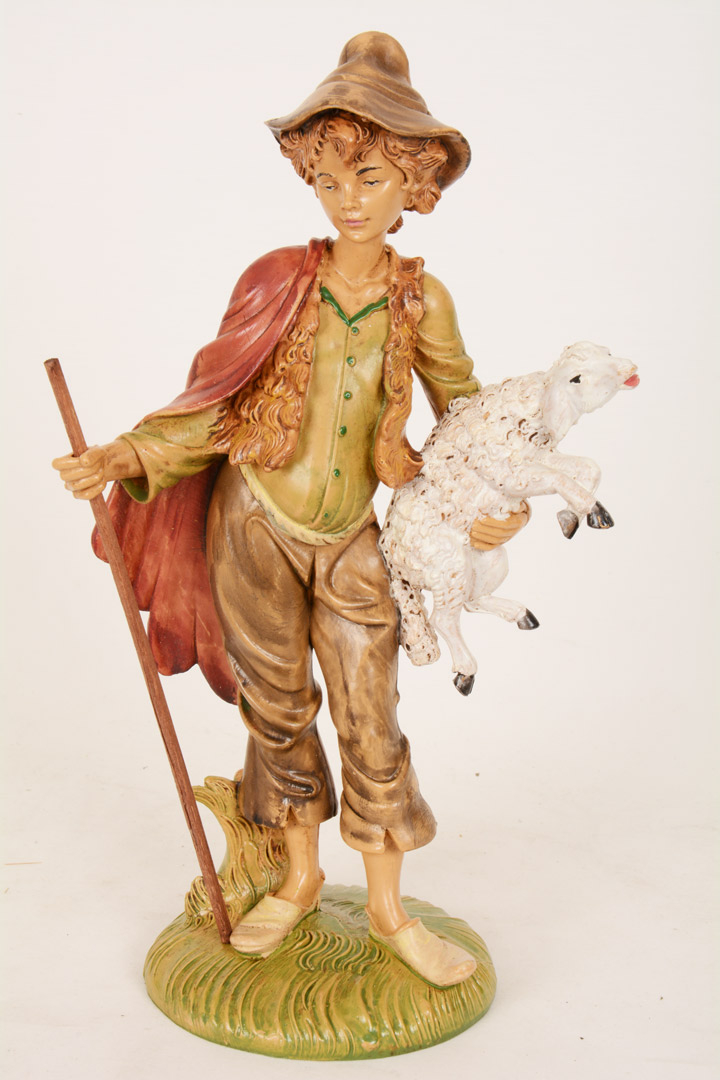 FADEDA Pastore Con Pecora/altezza: 7 Cm/figure Del Presepe Dipinte