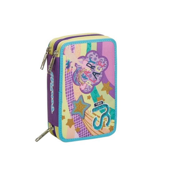 Astuccio Con 3 Zip SJ Oceanled Girl Da SJ Girl Decorato Super