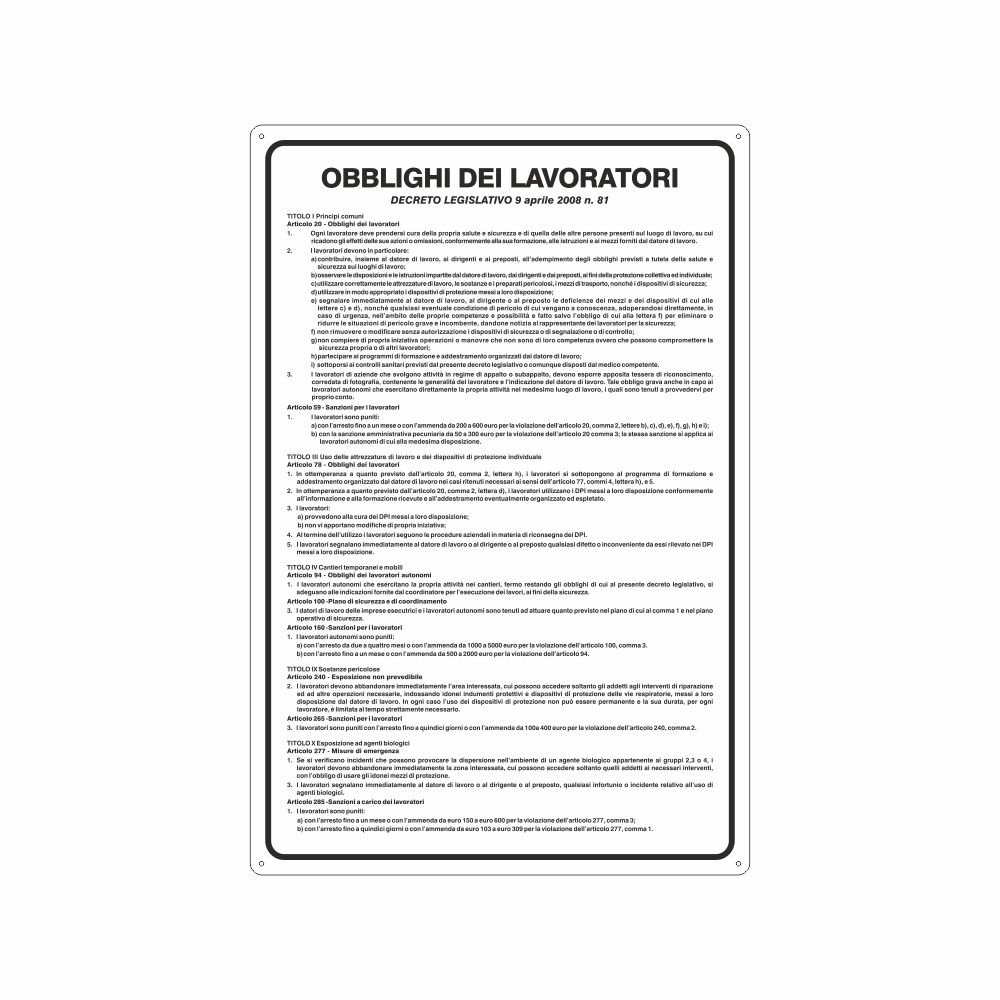 Cartello di indicazione - Orario di lavoro entrata/uscita 