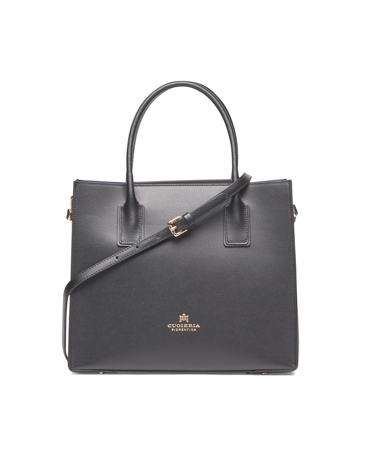 BORSA A MANO CUOIERIA FIORENTINA IN PELLE ALICE MEDIUM TOTE BAG SQUADRATA B5481 NERO Pelletterie Reginato