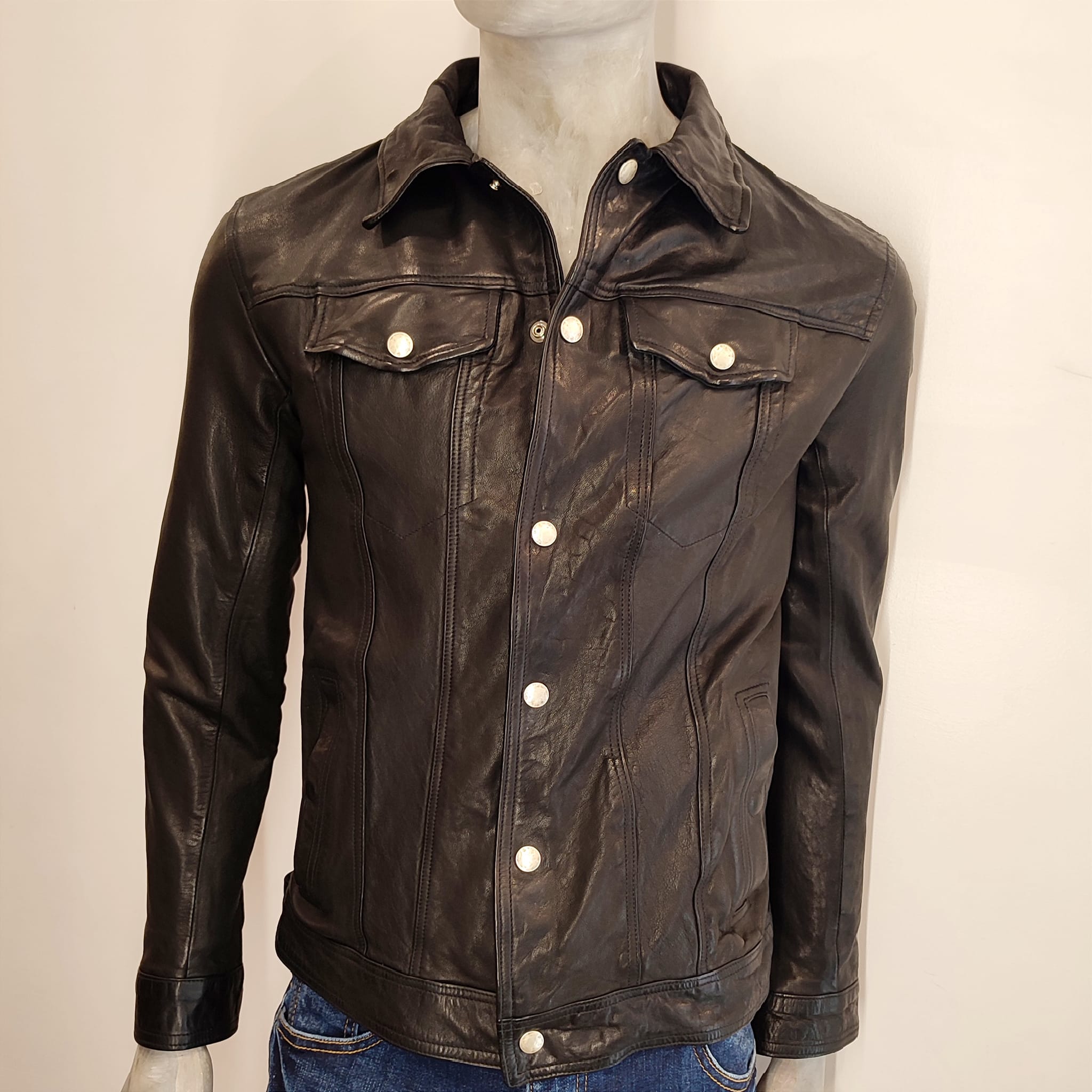 Giacca Pelle Uomo Artigianale Mod.Levi's Tg M / L