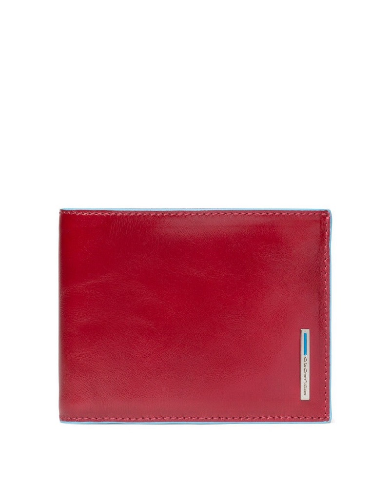 PORTAFOGLIO UOMO PIQUADRO + PORTAMONETE ROSSO PELLE BLUE SQUARE PU257B2R/R