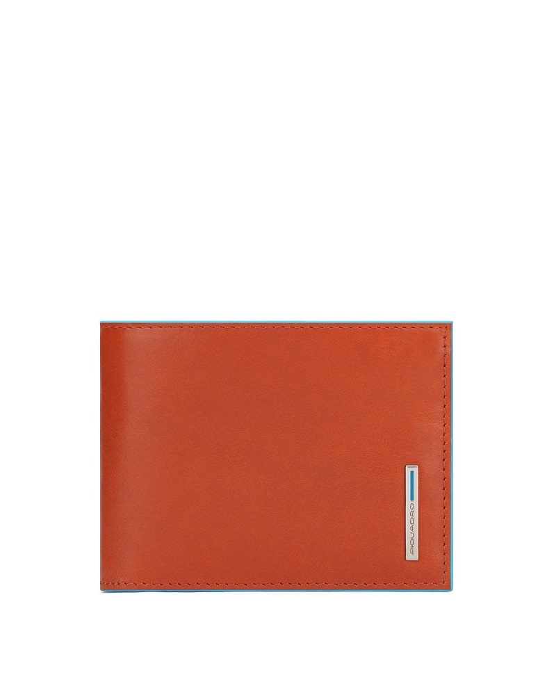 PORTAFOGLIO UOMO PIQUADRO ARANCIO PORTAMONETE PORTADOCUMENTI VERTICALE  PELLE BLU SQUARE PU1392B2R/CU5