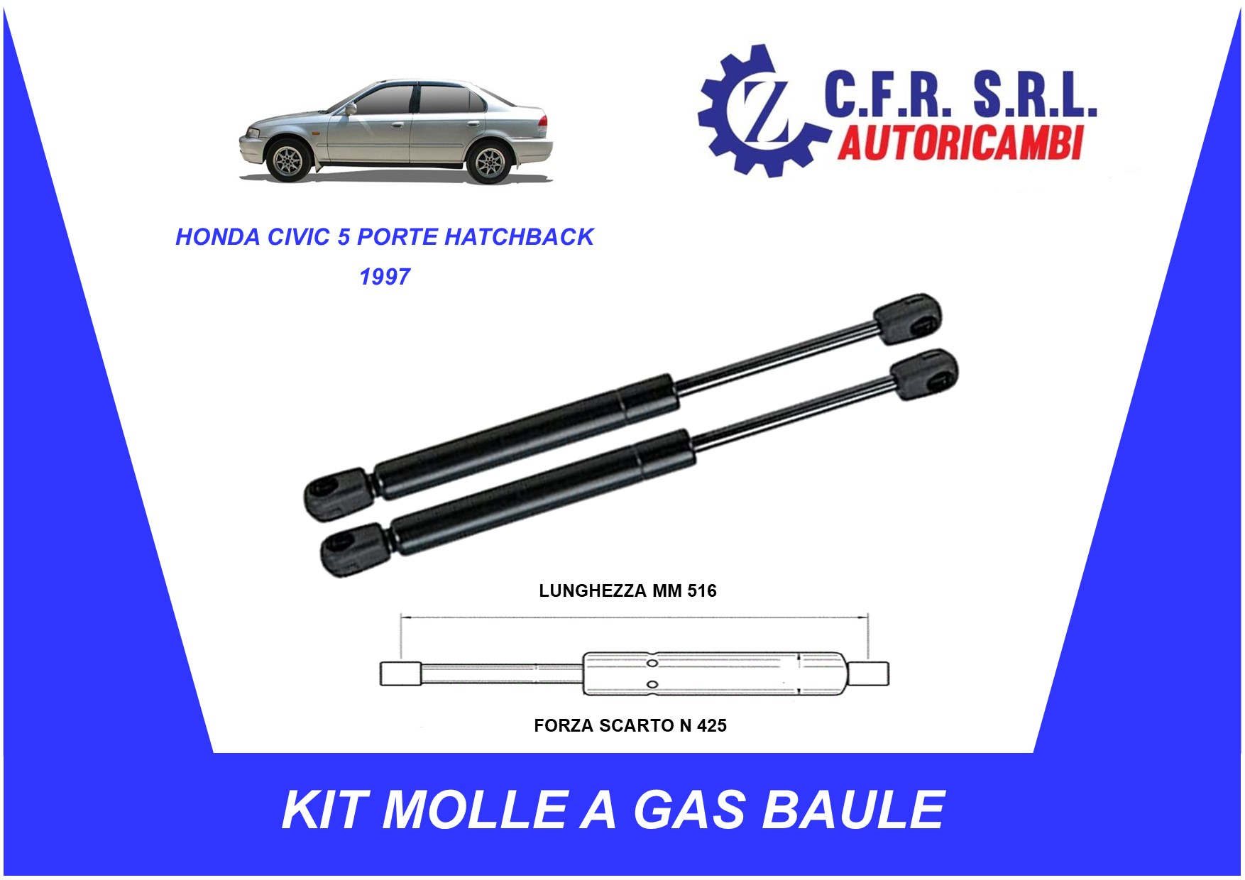 Kit Molle A Gas Per Baule Posteriore Opel Corsa 1993-2000 - Ammortizzatore Per Portabagagli - Foto 3