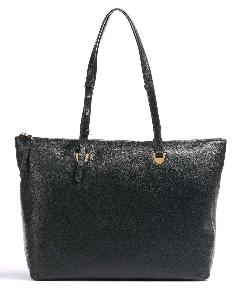 BORSA SHOPPER COCCINELLE IN PELLE LEA NERA E1 M60110101 001 NOIR |  Pelletterie Reginato