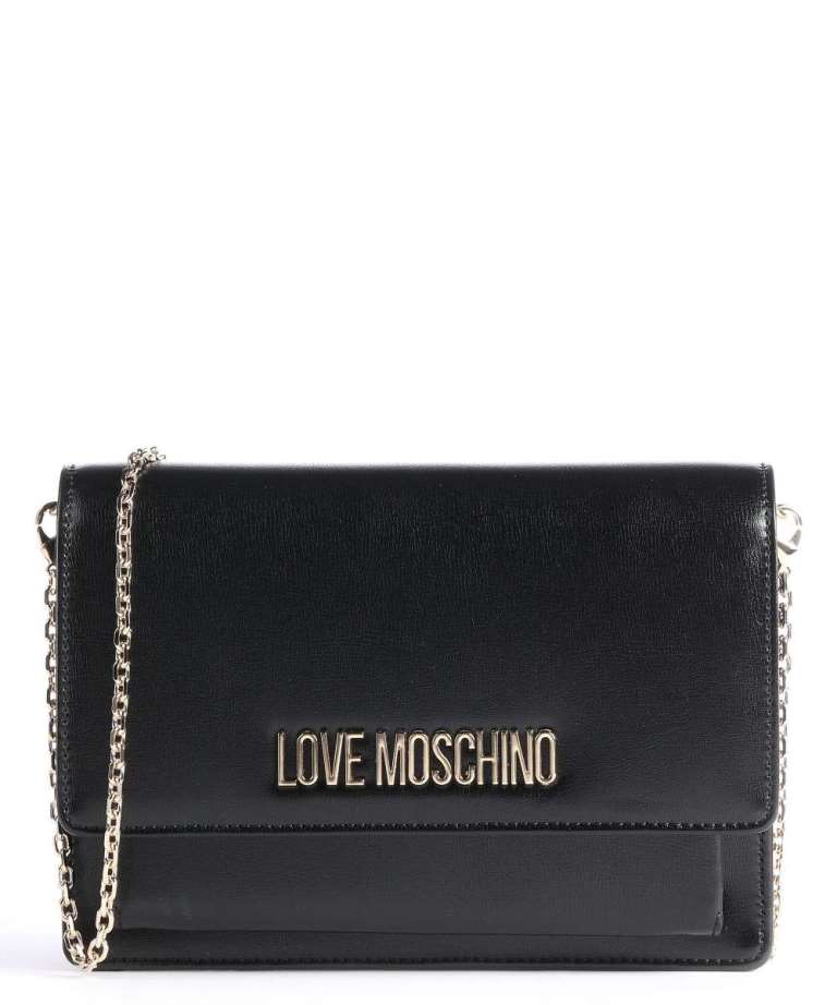 Pochette Moschino Love Nera da Donna portafoglio con catenella oro JC5609