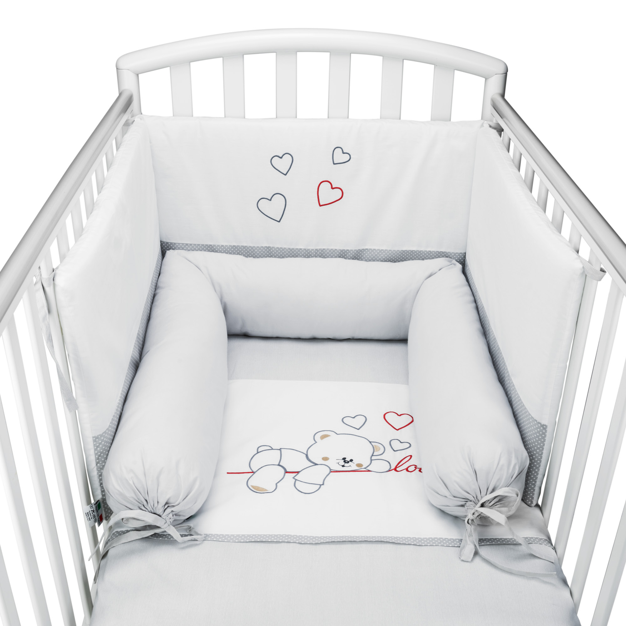 Paracolpi Piumone Lettino Neonato Beige Ricamato Coniglio Sfoderabile Set 3  Pezzi Willy