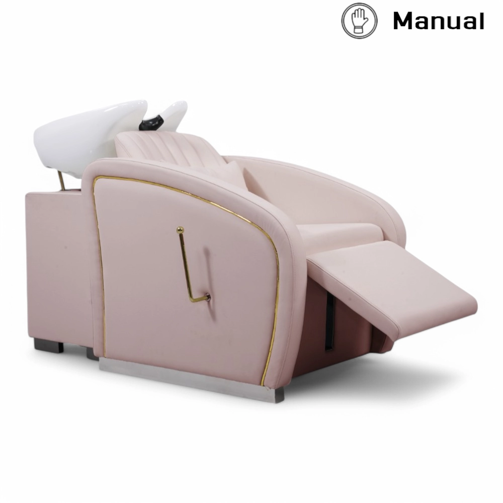 LAVATESTA PARRUCCHIERE | ELITE.YC | SIMILPELLE ROSA SOFT CON INSERTI IN ORO E ALZA GAMBE MANUALE