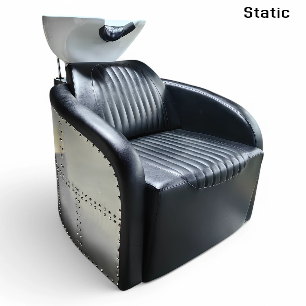 LAVATESTA PARRUCCHIERE | LAMIER.HG | SIMILPELLE NERA CON INSERTI IN ACCIAIO