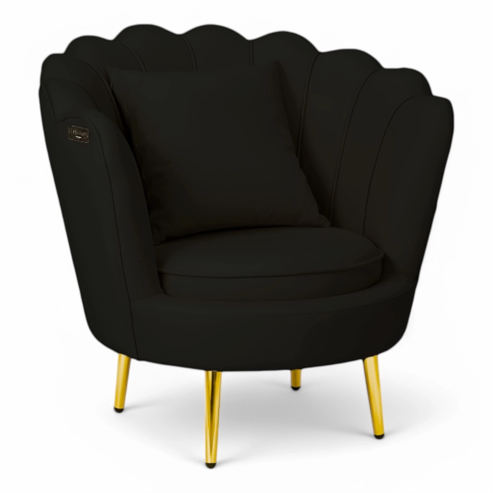 POLTRONA | SHELL.YC | SIMILPELLE NERA CON PIEDI IN ORO