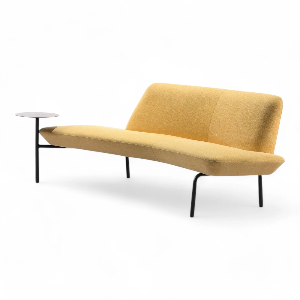 DIVANO | ARIA.RN | TESSUTO GIALLO PASTELLO CON TAVOLINO LATERALE