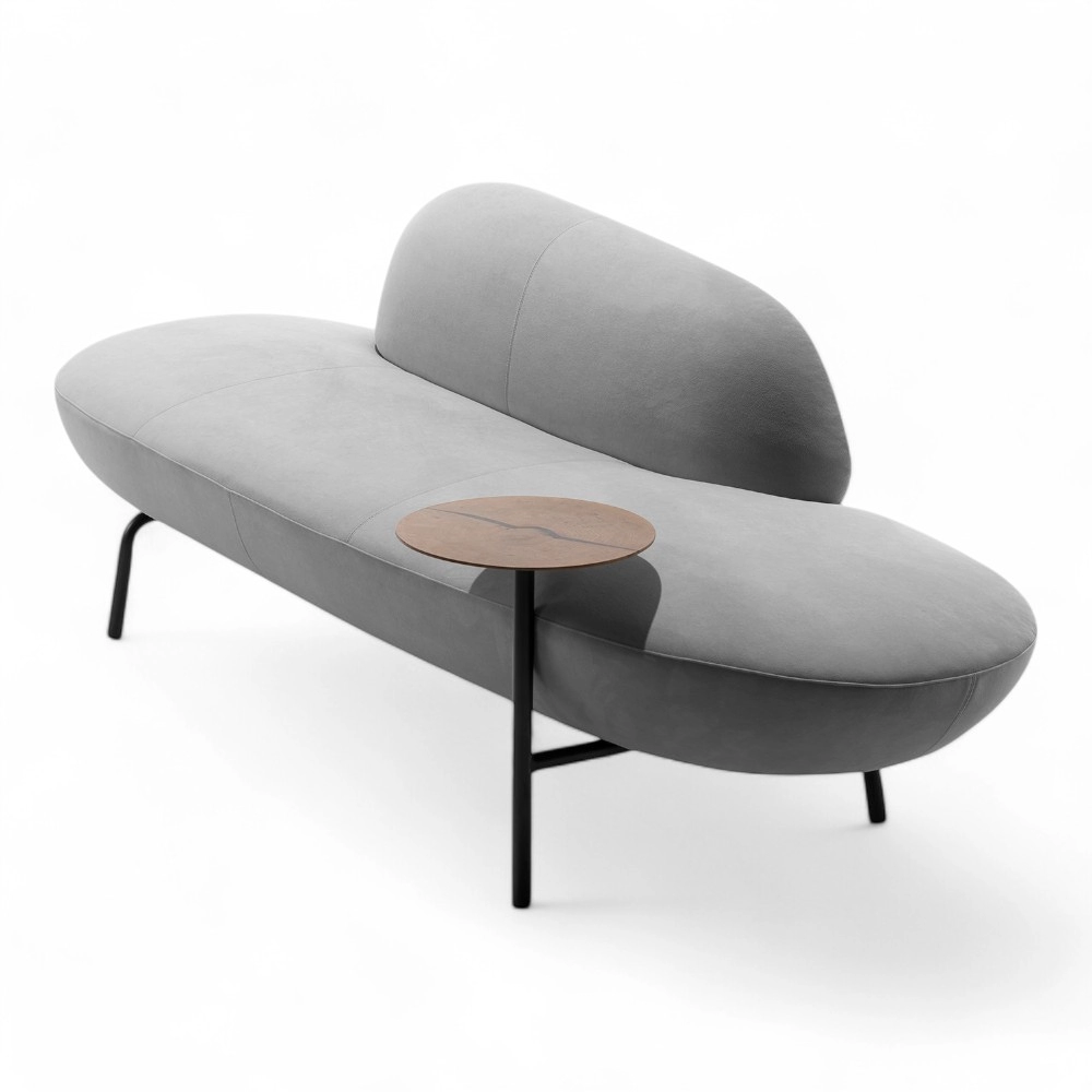 DIVANO | LIFE.RN | TESSUTO GRIGIO FUMO CON TAVOLINO LATERALE