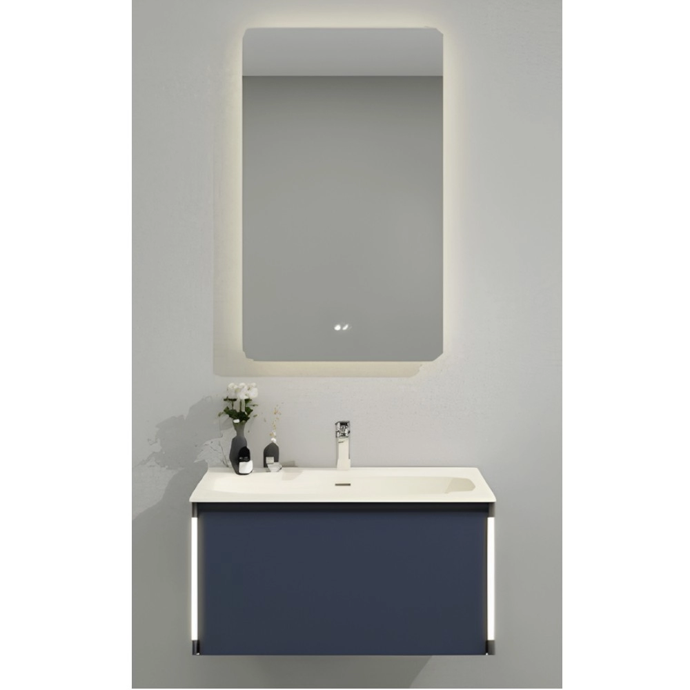 MOBILE BAGNO | LIGHT.AF | BLU NOTTE CON SPECCHIO LED 80 CM