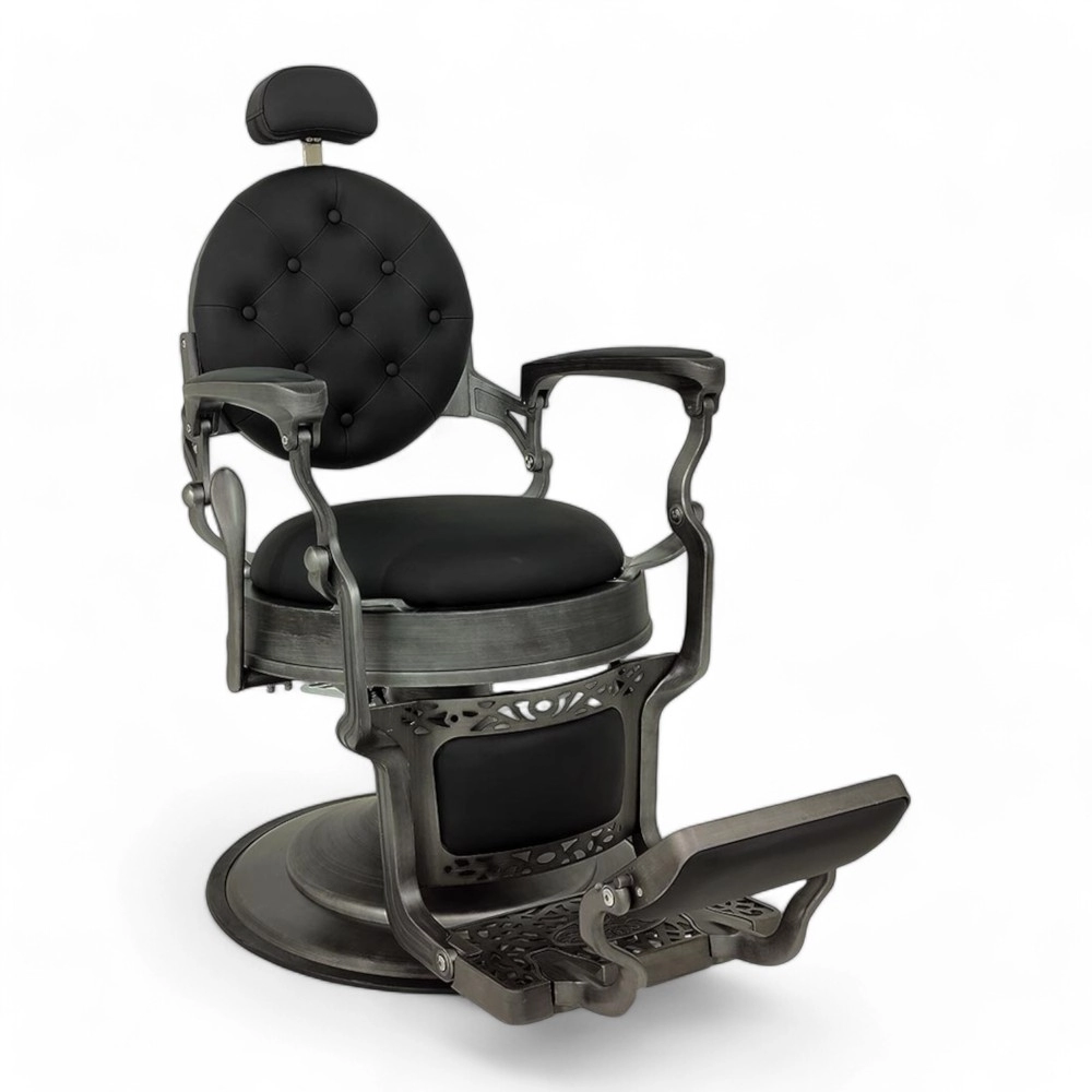 POLTRONA BARBIERE | BRUSH.HL | SCOCCA GRIGIO SPAZZOLATO IN SIMILPELLE NERA