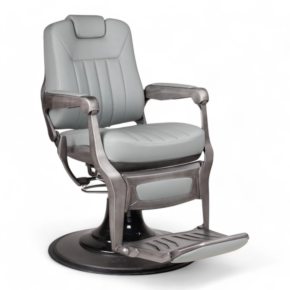POLTRONA BARBIERE | IRON.YL | SCOCCA GRIGIO SPAZZOLATO IN SIMILPELLE GRIGIA