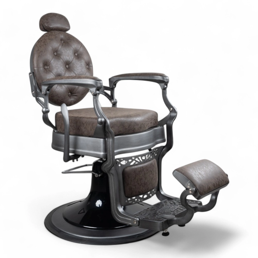 POLTRONA BARBIERE | RONIN.FN | SCOCCA GRIGIO SPAZZOLATO IN SIMILPELLE FUME