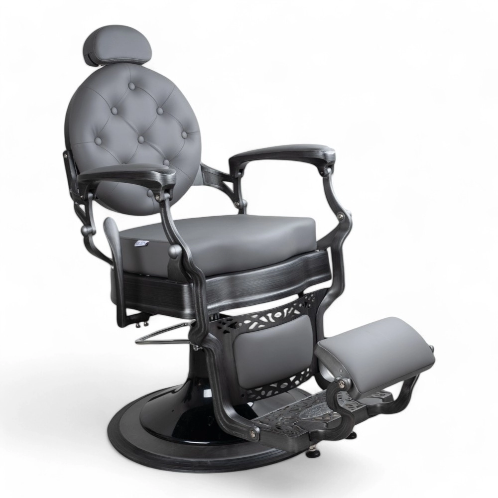 POLTRONA BARBIERE | RONIN.FN | SCOCCA GRIGIO SPAZZOLATO IN SIMILPELLE GRIGIA