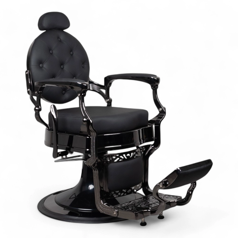 POLTRONA BARBIERE | RONIN.FN | SCOCCA NERO CROMATO IN SIMILPELLE NERA