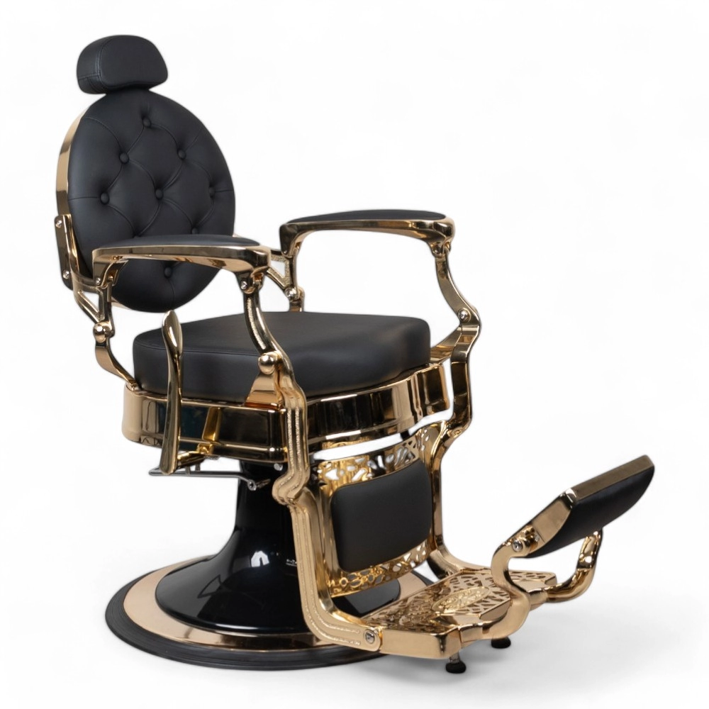 POLTRONA BARBIERE | RONIN.FN | SCOCCA ORO IN SIMILPELLE NERA
