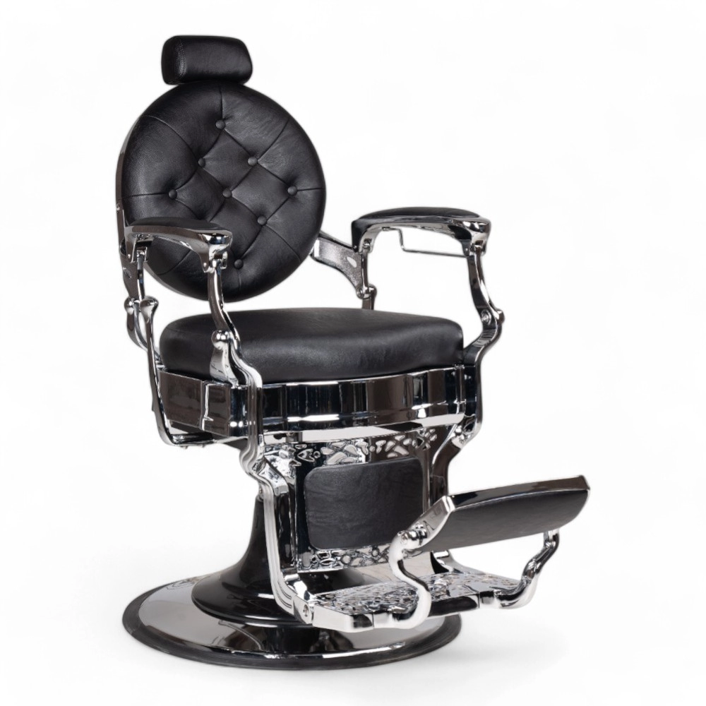 POLTRONA BARBIERE | RONIN.YL | SCOCCA ARGENTO IN SIMILPELLE NERA STRIATA