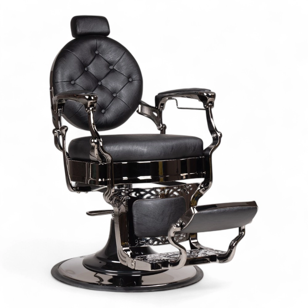 POLTRONA BARBIERE | RONIN.YL | SCOCCA NERO CROMATO IN SIMILPELLE NERA STRIATA
