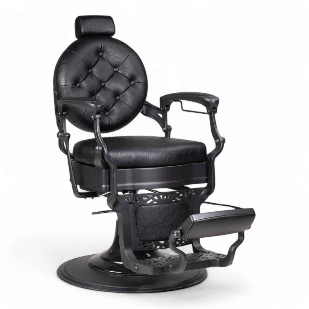 POLTRONA BARBIERE | RONIN.YL | SCOCCA NERO OPACO IN SIMILPELLE NERA STRIATA