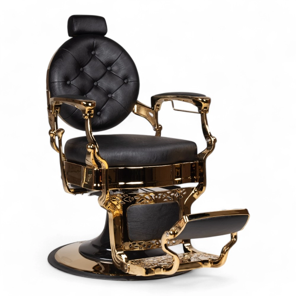 POLTRONA BARBIERE | RONIN.YL | SCOCCA ORO IN SIMILPELLE NERA STRIATA