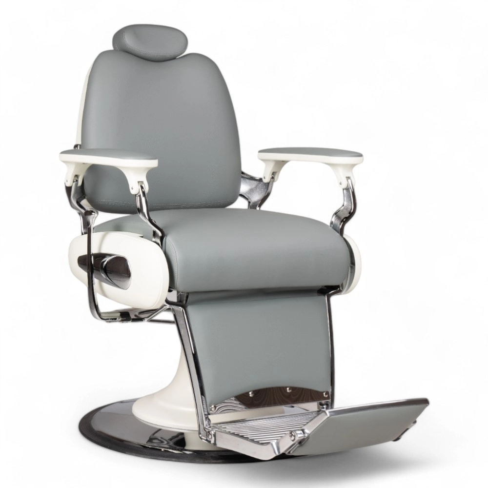 POLTRONA BARBIERE | SPIDER.YL | SCOCCA ARGENTO E BIANCA IN SIMILPELLE GRIGIA