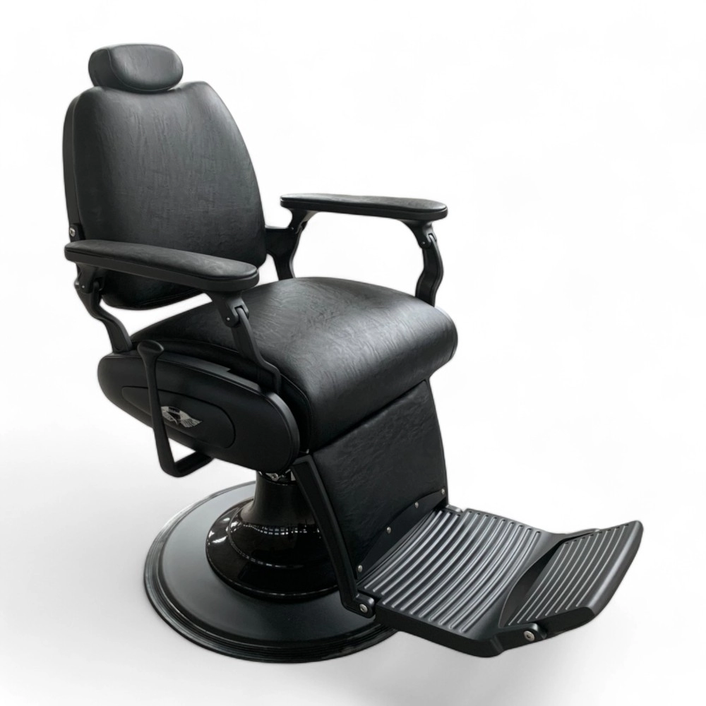 POLTRONA BARBIERE | SPIDER.YL | SCOCCA NERO OPACO IN SIMLPELLE NERA STRIATA